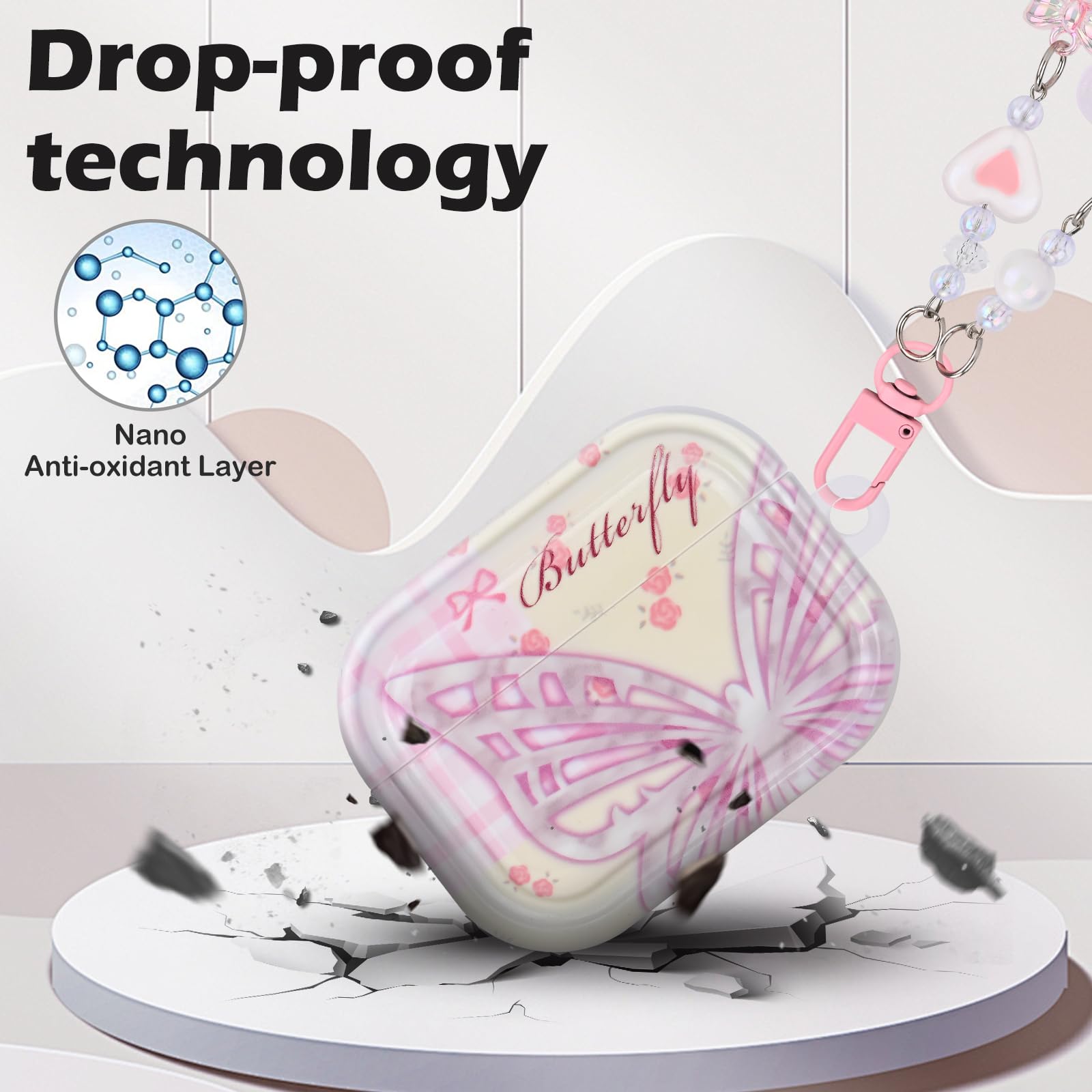 Butterfly Case for AirPods Pro 2 (2022) with Bling Star Love Keychain - Image 4