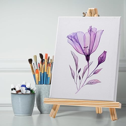 Miniatura 6 de Fumete El juego de 78 piezas de lienzo y caballete incluye 6 caballetes de mesa de madera, 6 lienzos de 11 x 14 pulgadas, 60 pinceles y 6 paletas,