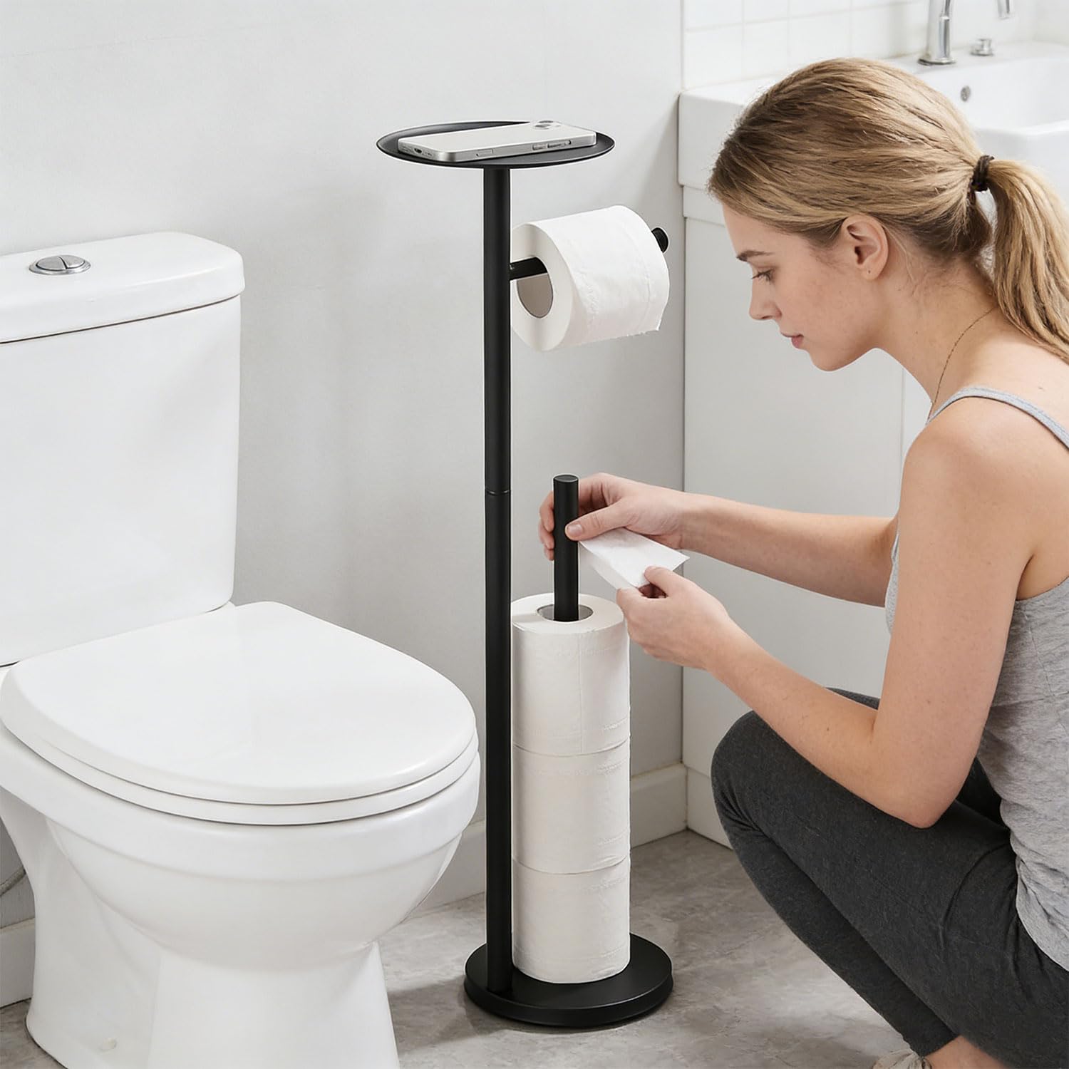 Dispenser di carta da bagno in metallo, contiene 4 rotoli, salvaspazio, montaggio rapido, pianificatore in acciaio inox