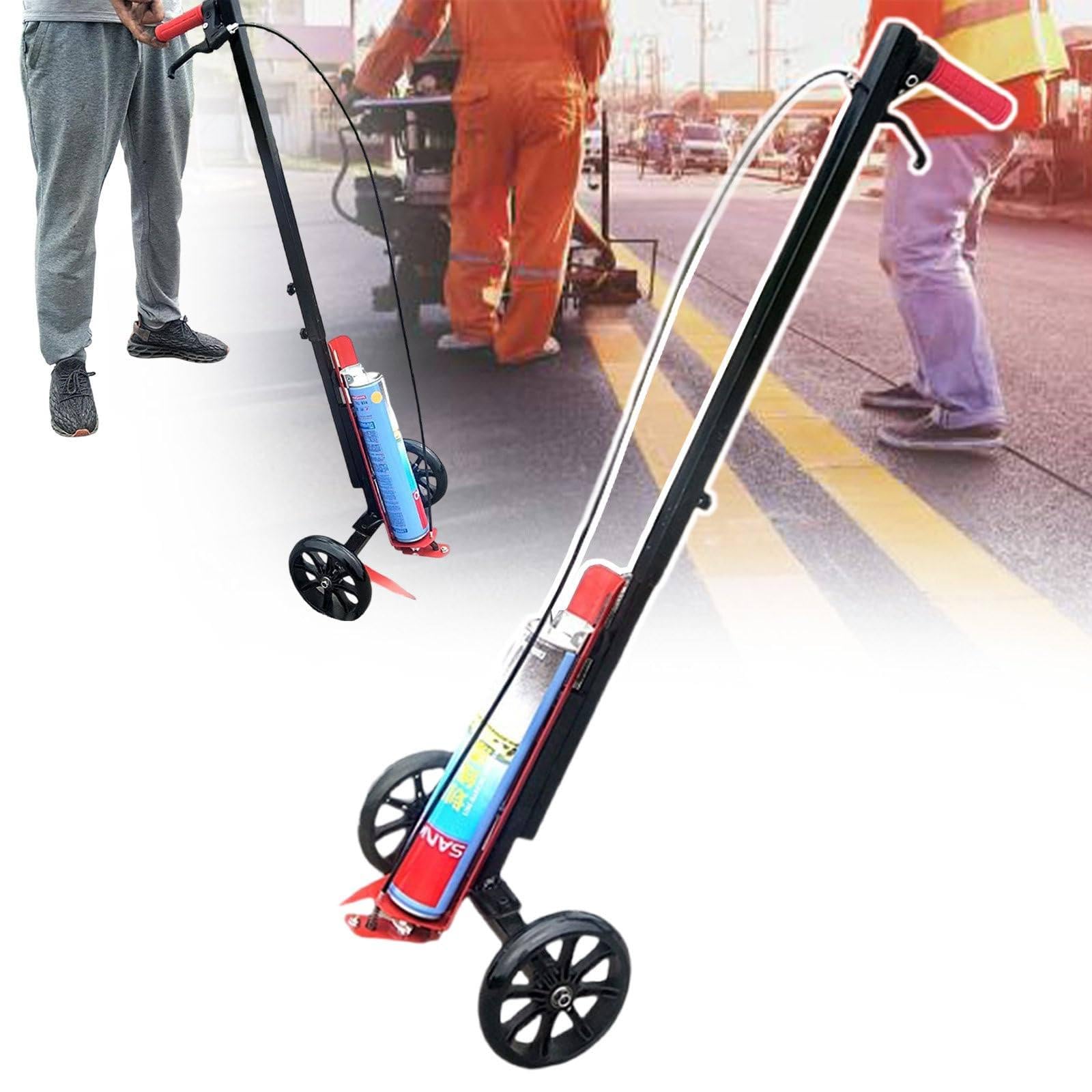 asdchZen Professional Two-Wheel Line Marking Machine With Adjustable Width For Parking Lots, Playgrounds, And Sports Fields