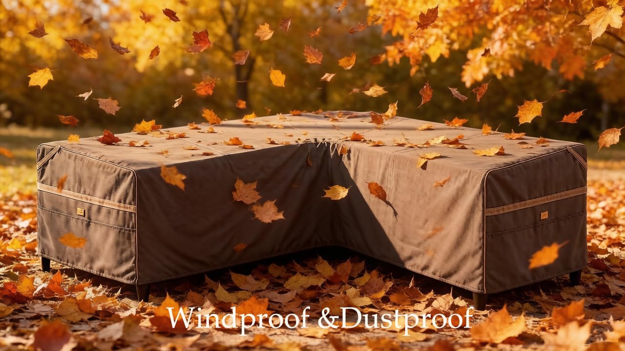 Heavy Duty Waterproof Outdoor V-Shaped Sectional Sofa Cover UV Resistant Patio Furniture Covers for 5 Seater 85" W (on Each Side) x 33" D x 31" H Dark Grey