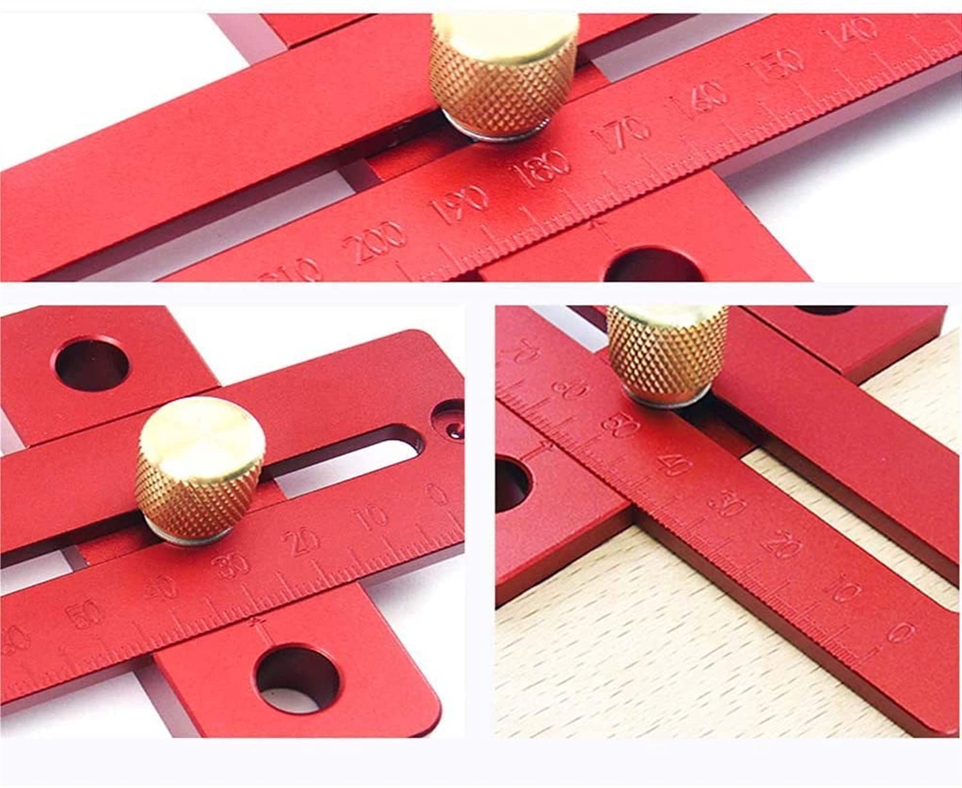 Escuadra de Alta precisión, Regla en Forma de T de aleación de Aluminio roja de 300mm for carpintería DIY medición Dibujo Marcado