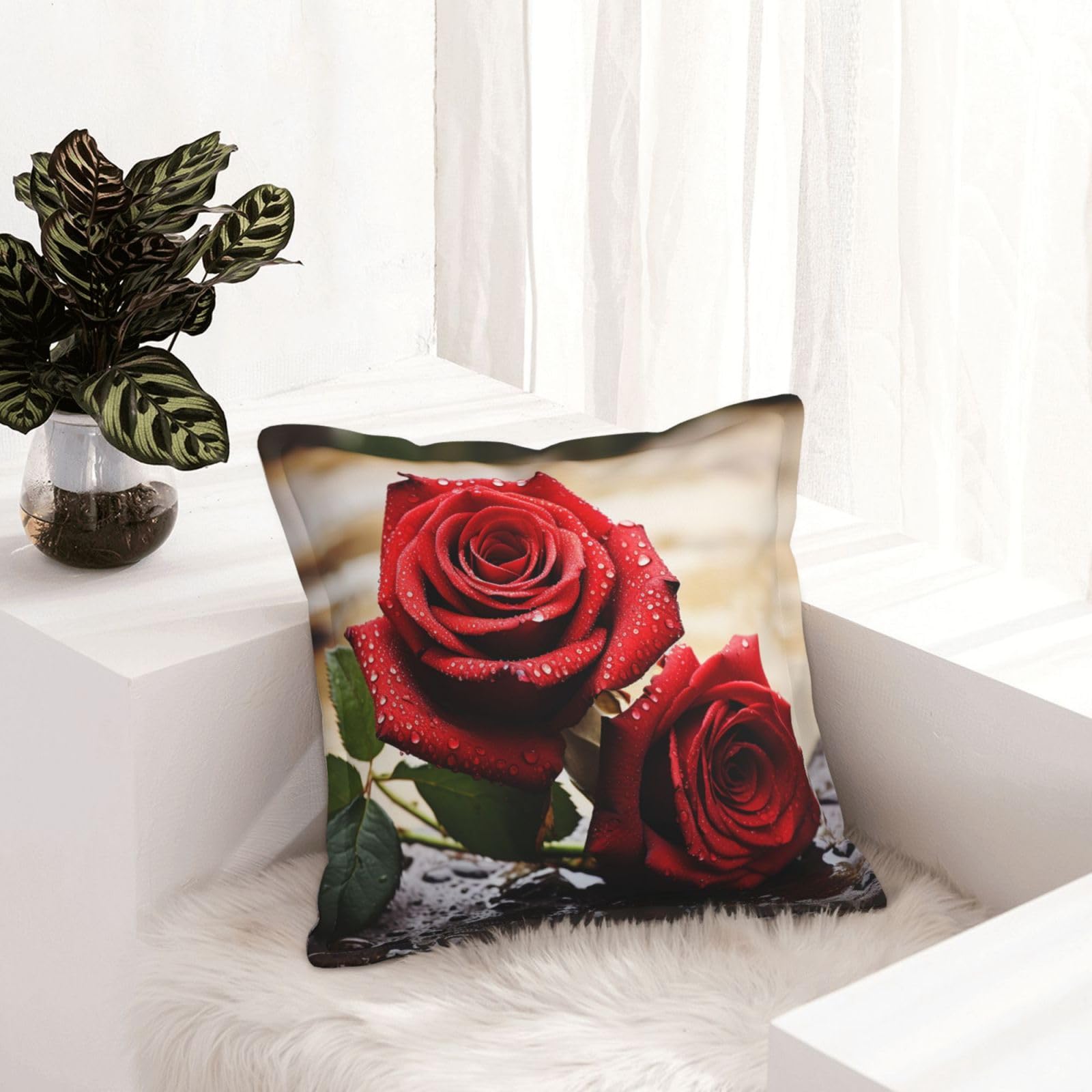 Housse de coussin moderne similicuir 45x45 décoration style ferme fleur