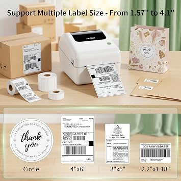 JADENS Bluetooth Thermal Shipping Label Printer - High Speed 4x6 Wireless Label Maker Machine, Support PC, Phone, USB for MAC, Compatible with Ebay, Amazon, Shopify, Etsy, USPS Barcode, Mailing