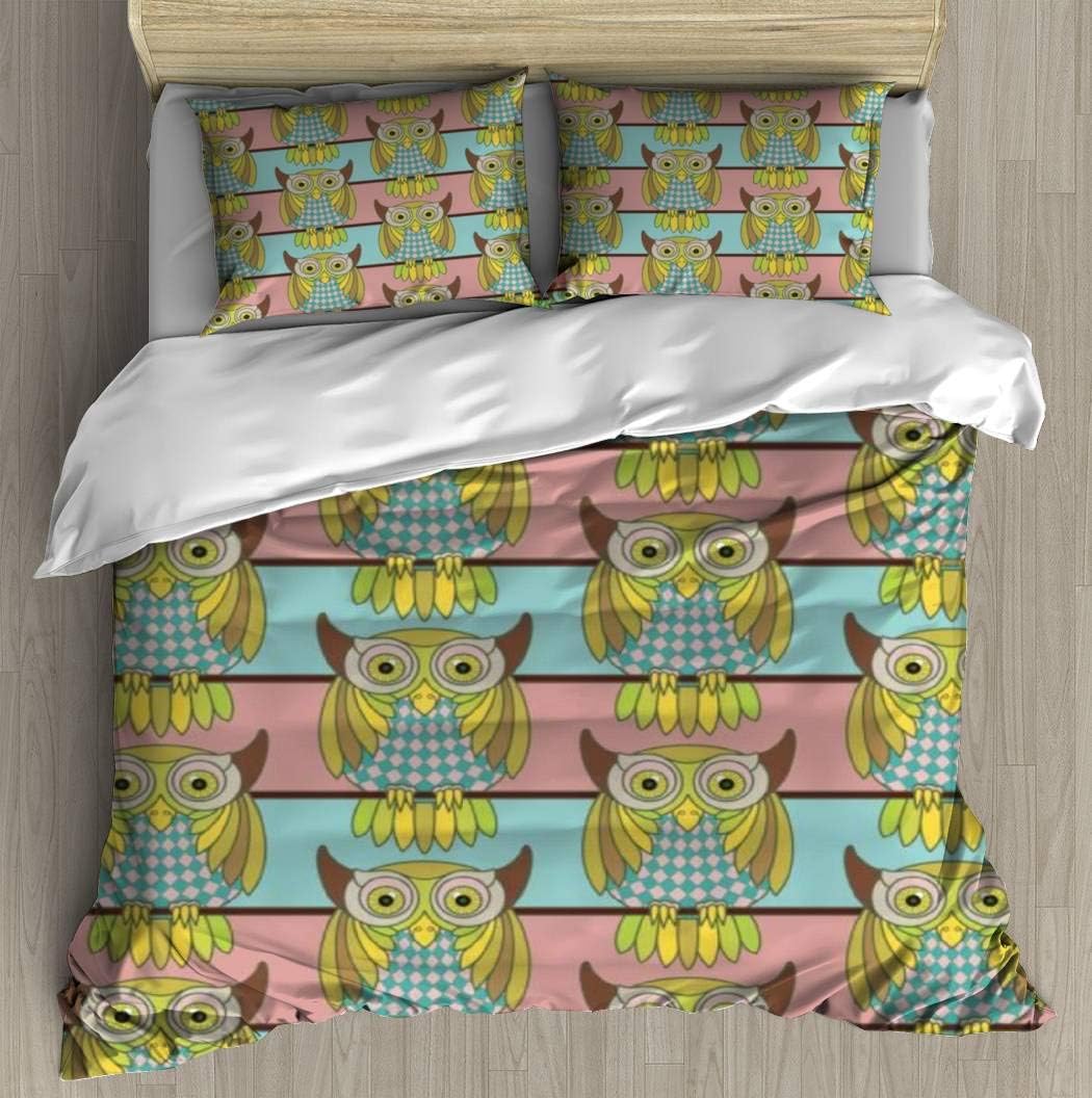 Soft Printed Bedding Set little athene owls seamless pattern seamless feathers stock Duvet Cover Pillow Case Pattern Duvet Cover Sets with pillowcase Twin size