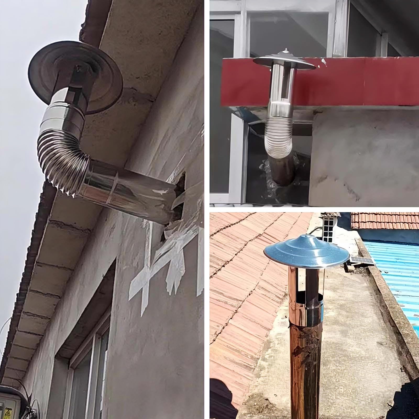 Comignolo Antivento Antipioggia in Acciaio Inox Tappo Rotondo di Sfiato per Esterni Cappello Antipioggia Camino Adatto per Tubi Esterni(10cm/3.94in)
