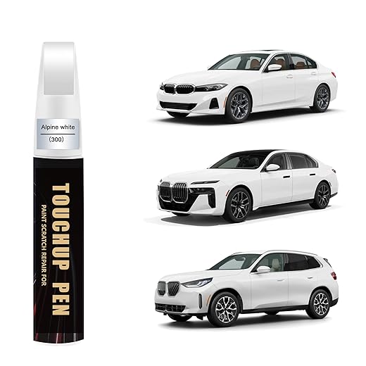 Alpine White(300) Car Paint Touch Up Pen Compatible with BMW, 2-In-1 Color Accurate Touch Up Car Scratch Repair Paint Exact Match BMW Series Premium Automotive Scratch Remover for Nicks & Chips Repair