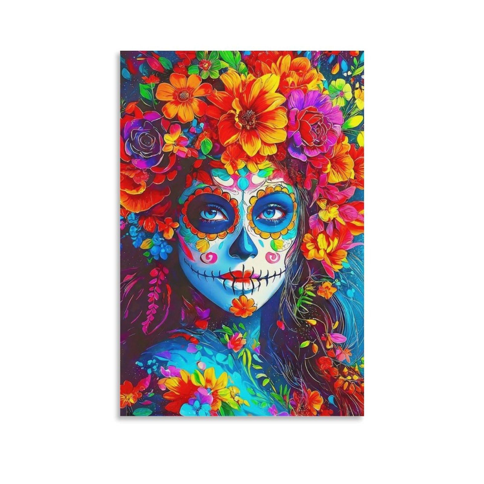 DHBANEIOK Day of Dead Art_1 Poster Artwork Giclee Canvas Prints Modern Wall Art Picture Wall Hanging for Office Gym Living Room Decor 12x18inch(30x45cm)