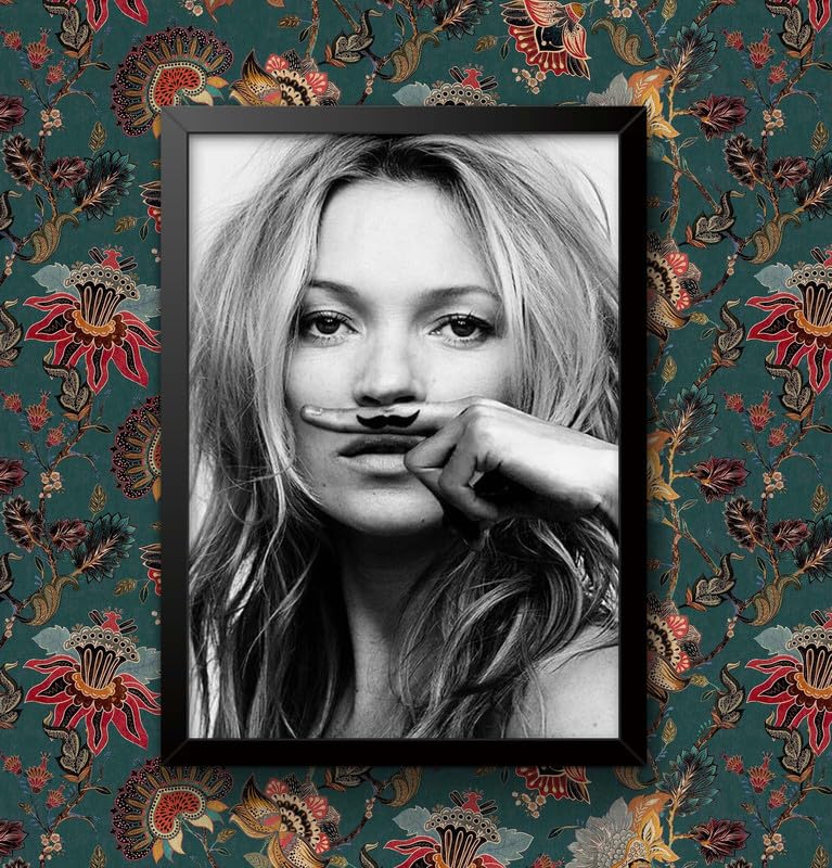 Kate Moss Black And White Model Wall Art Poster Print Various sizes framed unframed (A3 Framed - Black Frame)