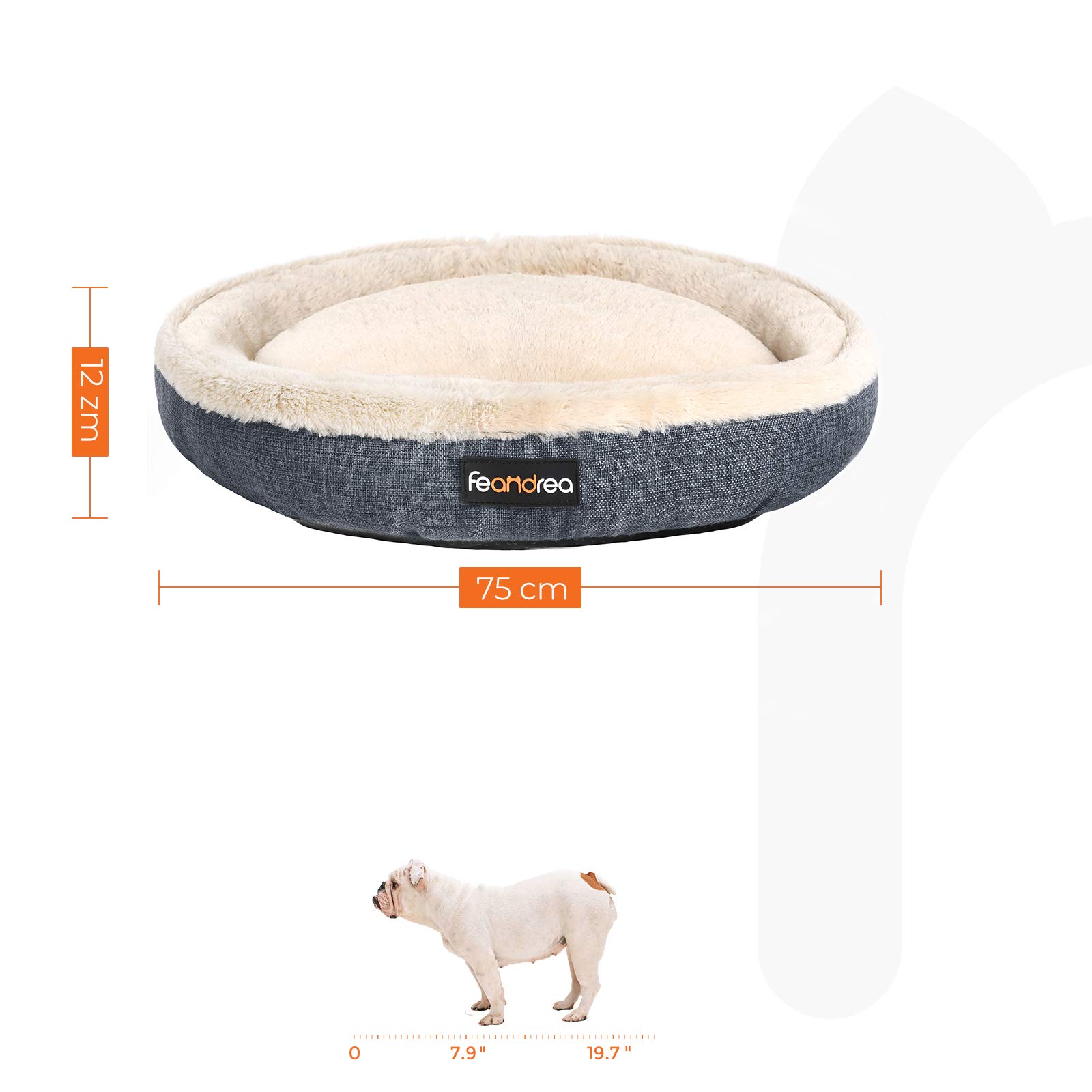 Feandrea Cuccia per Cani Gatti, Forma di Ciambella, 75cm, Grigio Scuro PGW075G01