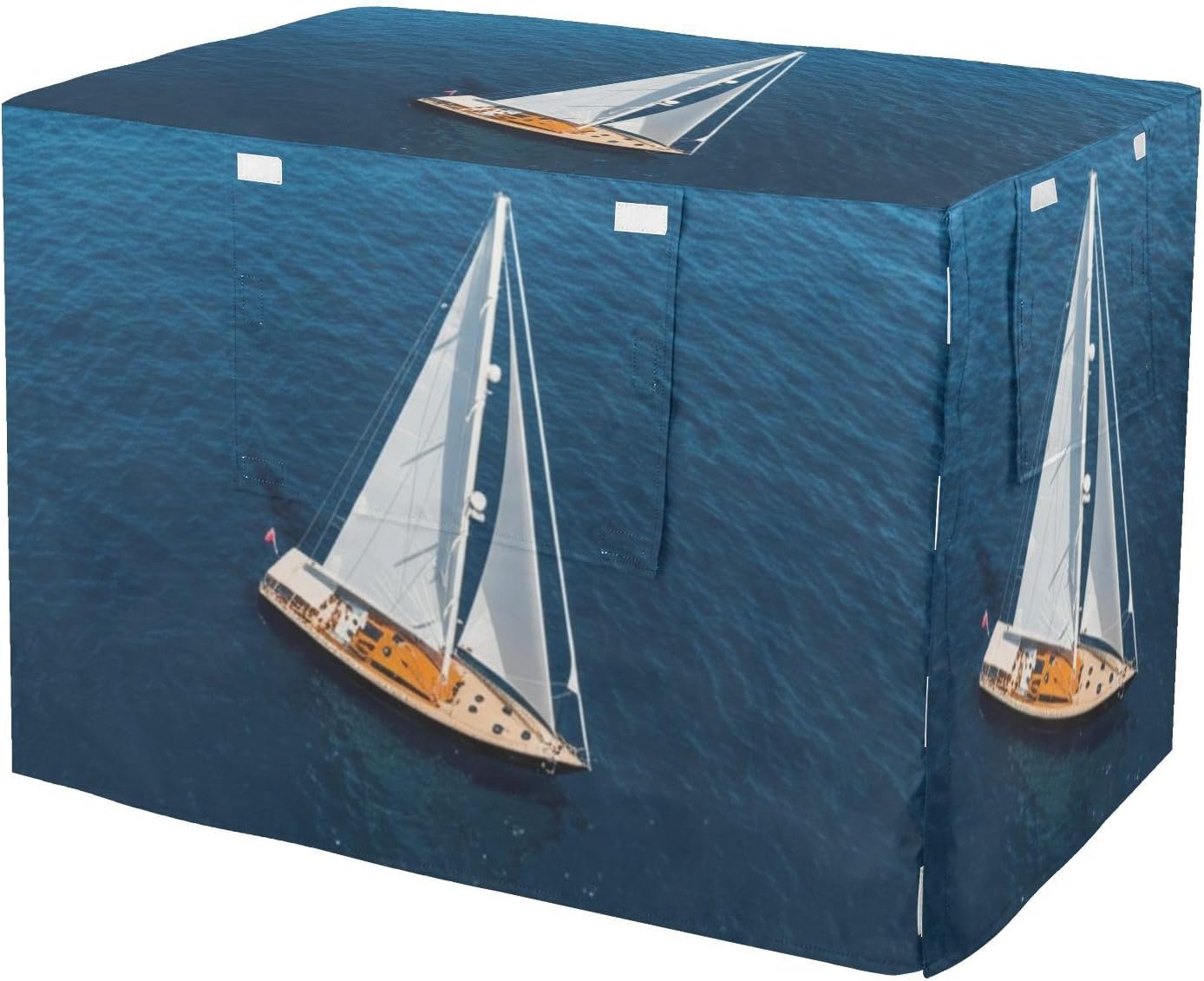 Sailboat Navy Blue Dog Crate Cover Washable, S-XL Wind-Resistant Cage Cover for Indoor Pets, X-Large