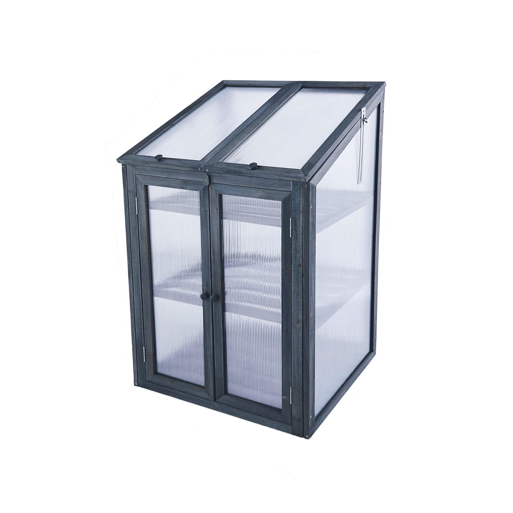Wooden Greenhouse 3-Tier Cold Frame Growhouse for Garden & Patio Portable Wooden Transparent Green House for Vegetables & Plants Weather-Resistant Wooden Frame with Adjustable Lids & Hinged Doors