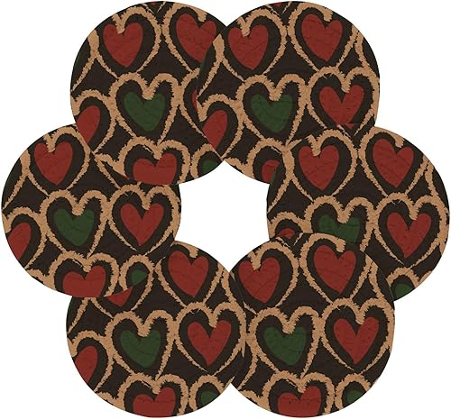 Miniatura 2 de Christmas Heart Drink Coasters 4 Inch Holder Set of 6 Absorbent Coasters for Drinks Absorbent Tabletop Protection Coffee Table Decor