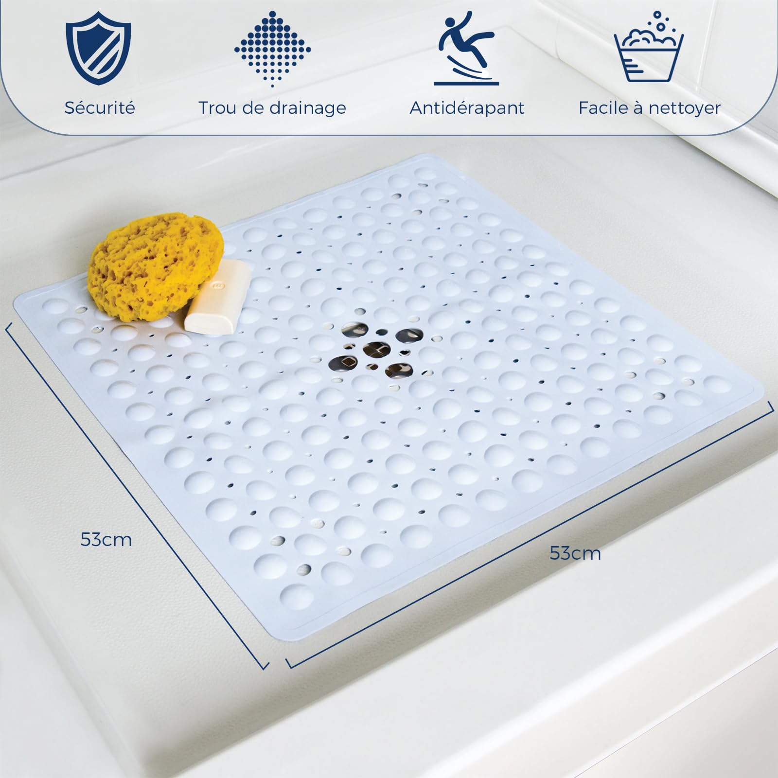 Tapis De Douche Antidérapant Tapis De Douche Carré Antidérapant Anti- moisissure, 53 X 53 Cm Tapis De Anti Moisissure Puissant Tapis De Douche Antidérapant Tapis De Douche Carré Antidérapant Anti- moisissure, 53 X 53 Cm Tapis De Anti Moisissure Puissant