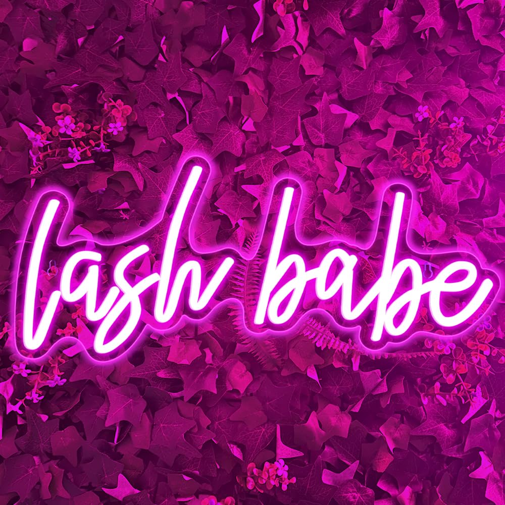 RuCvixkt Lash Babe Neon Sign for Wall Decor Beautiful Pink Lashes Baby Neon Sign for Lash Room Decor LED Light Sign for Lash Salon Beauty Room - Image 4