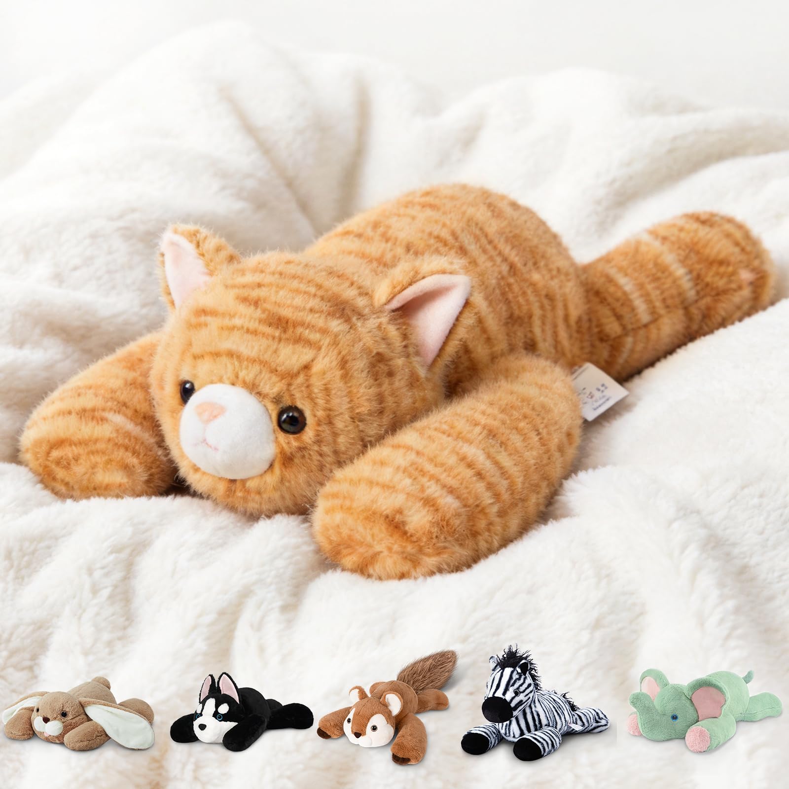 Niuniu Daddy Orange Cat Weighted Stuffed Animal, Plush Toy Pillow for Adult | 25 in 5 lbs, Heavy sensory lap pad, lying body pillow for sleeping, machine wash, huggable gift for kids and adults