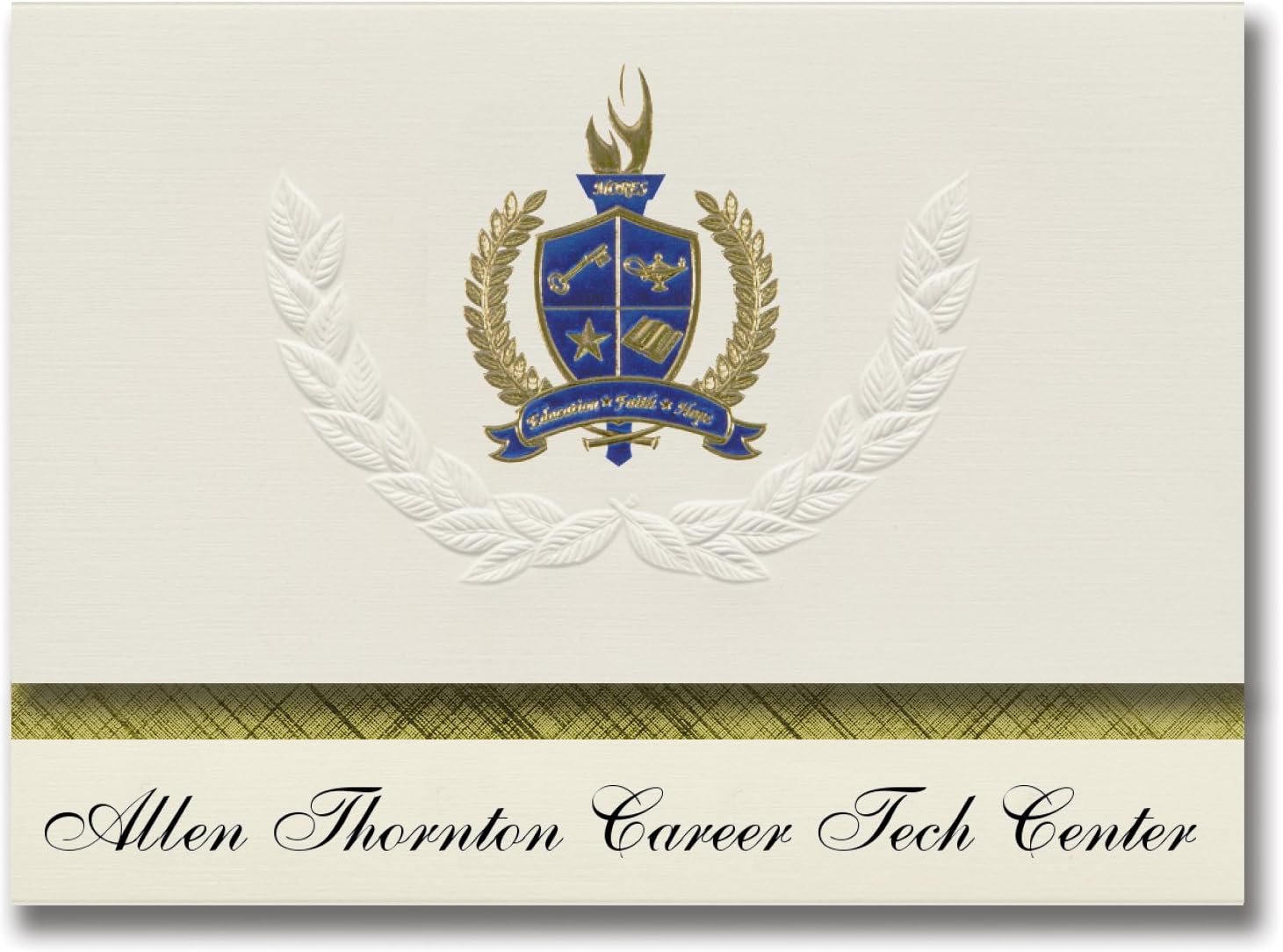 Signature Announcements Allen Thornton Career Tech Center (Killen, AL) Graduation Announcements, Presidential style, Basic package of 25 with Gold & Blue Metallic Foil seal