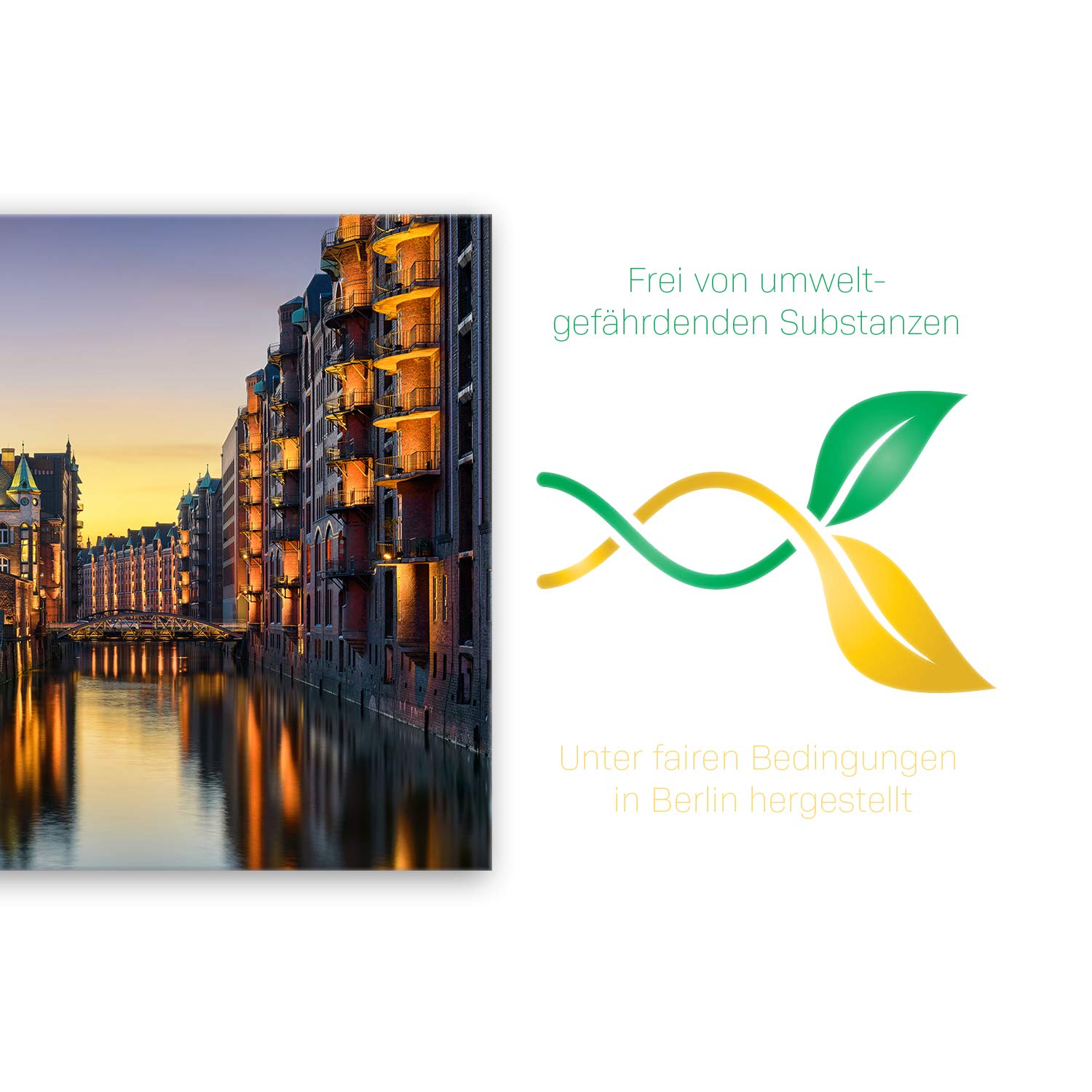 ge Bildet Bild auf Leinwand | Wasserschloss in der Speicherstadt - Hamburg D in 120x80 cm als Wandbild XXL | Wand-deko Dekoration Wohnung modern Bilder | 2211