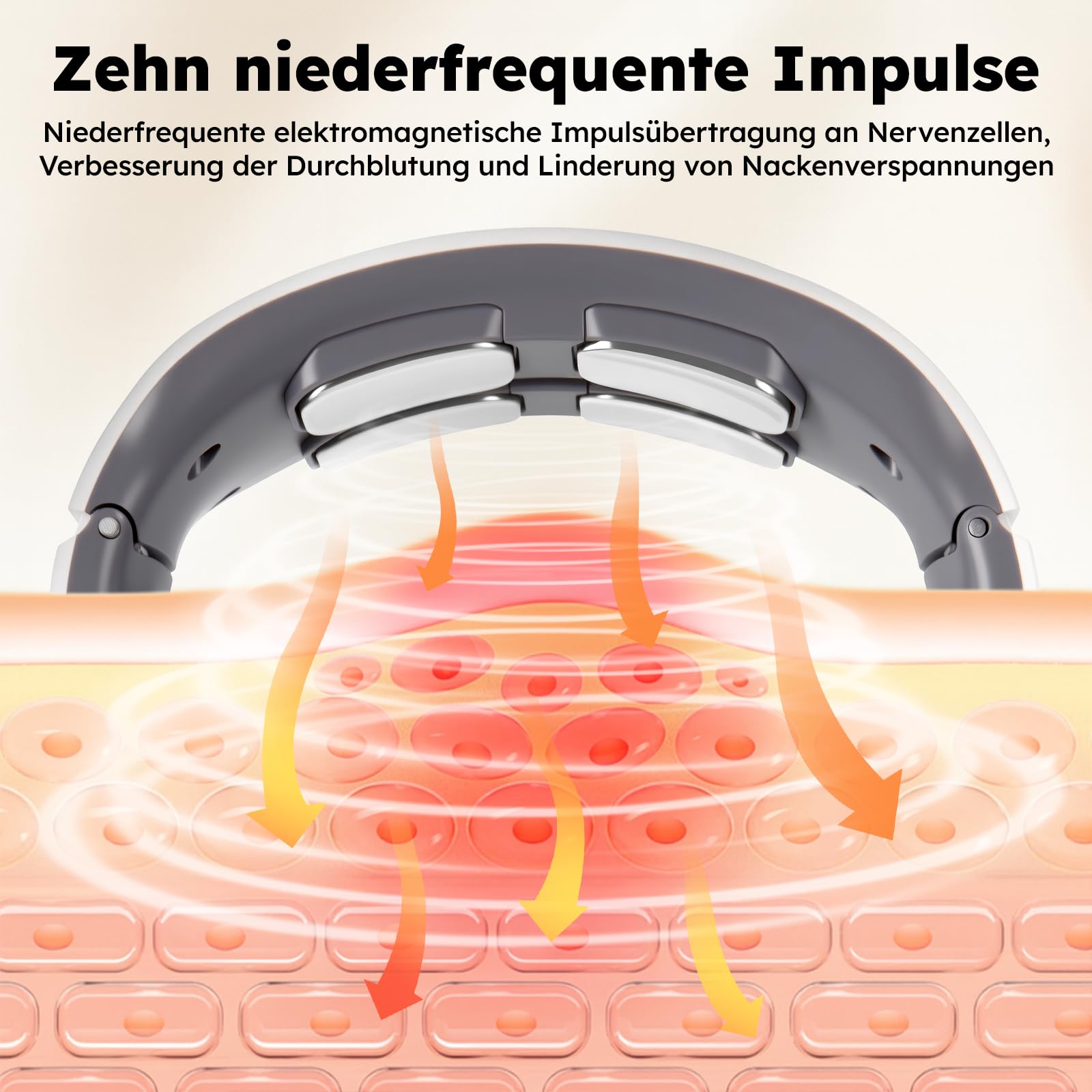 Neurotex Nackenmassagegerät,Mit Stimme und Bio-Neuro-Modulation,Tragbares Beheiztes Nackenmassagegerät,6 Modi,9 Intensitätsstufen,Elektrische Lmpulse Gegen Schmerzen für Damen Herren(Weiß)