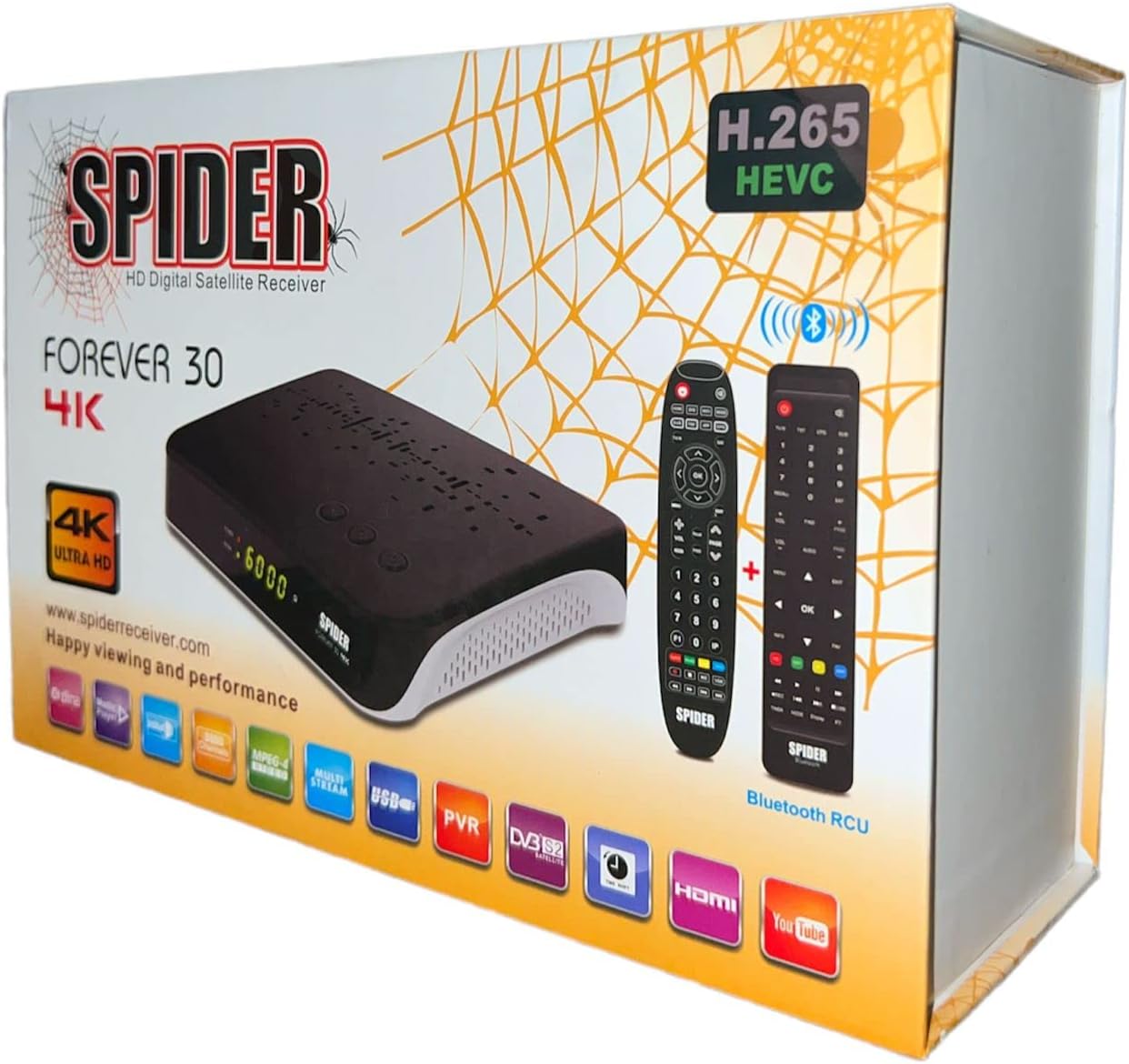 10 Years Spider Digital Satellite Receiver Subscription Forever 30 4k WiFi, for All Channels