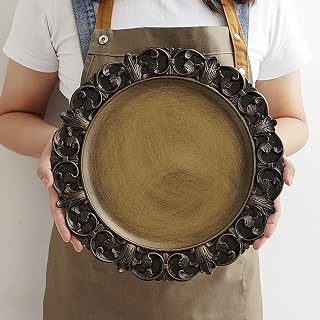 Vintage Jewelry Tray, Antique Trinket Dish Vintage Gold Jewelry Organizer Ring Decorative Dish for Displaying Earring, Necklace, Bracelet, Trinket(Brown)