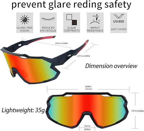 Miniatura 8 de Vipers - Lentes de sol para hombre y mujer, lentes de sol deportivos polarizados para ciclismo, pesca, correr y escalar, UV 400