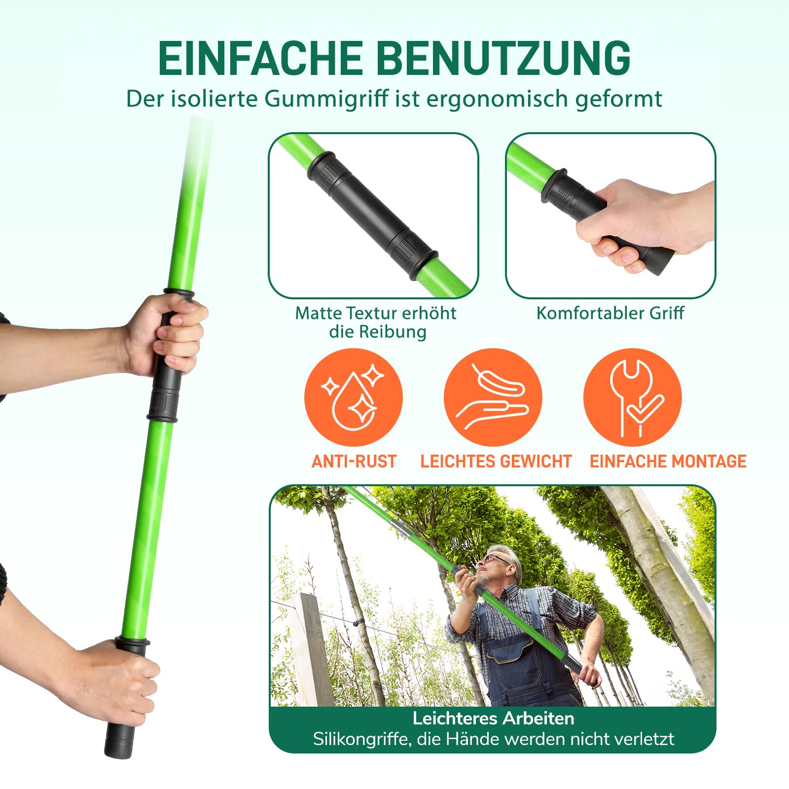 LEADZM Astschere Teleskop 2-8 m | Hochleistungs-Baumsäge für hohe Äste | astsäge mit Tragetasche & scharfem Sägeblatt | Schnell verstellbar, rostfrei & leicht | Ideal für Palmen, Gartenschnitt