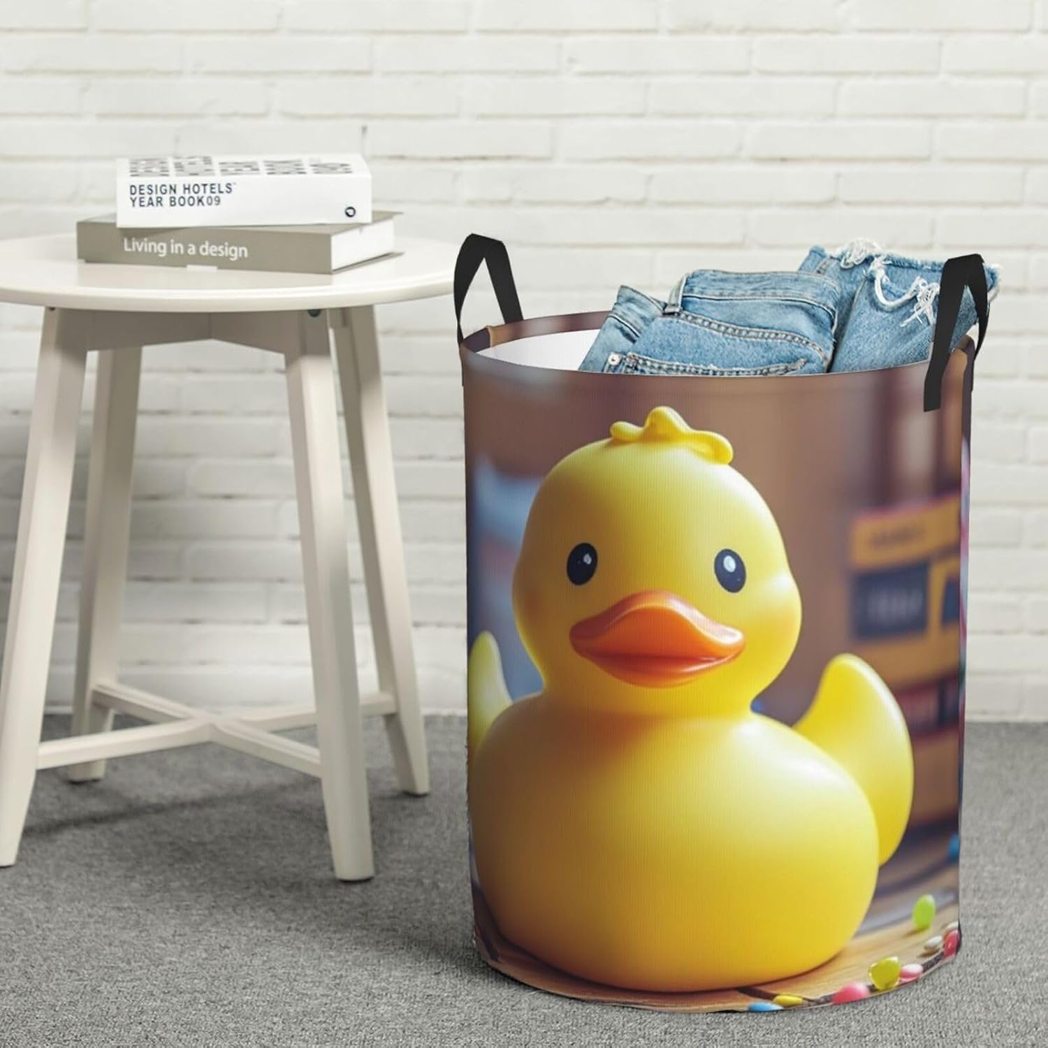 Laundry Basket Personalized Dirty Clothes Hamper with Handles Cute Rubber Ducky Laundry Hamper Foldable Storage Basket Bedroom Decor Storage Bin for Bathroom Living Room Dorm Small
