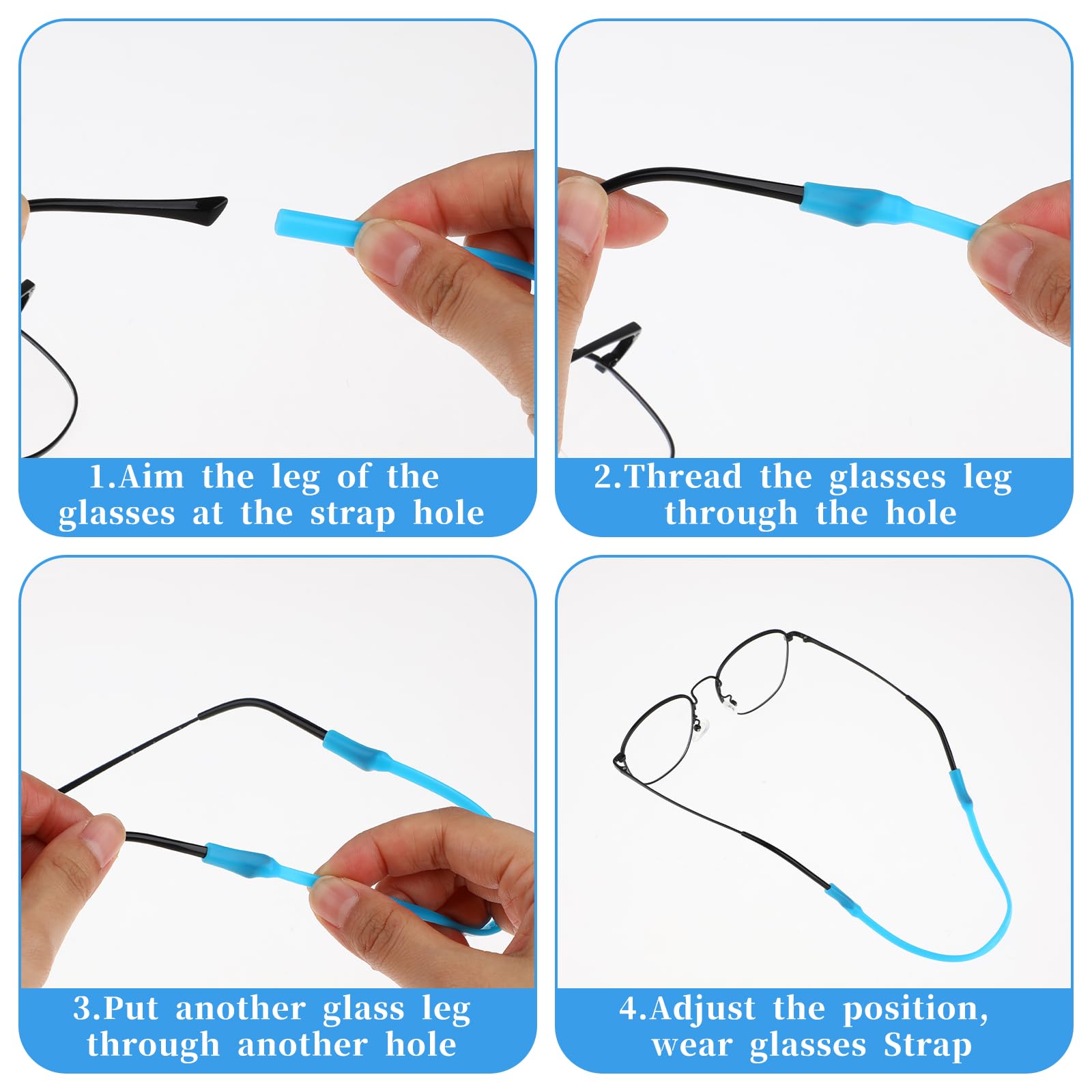 Qianyu 12 Stück Sportbrillenbänder Elastische Rutschfeste Kein Schwanz Anti Rutsch Silikon-Sicherheits-Brillenband Weich Verstellbar Brillenhalter für Kleinkinder Sonnenbrille Lesebrille Schutzbrille