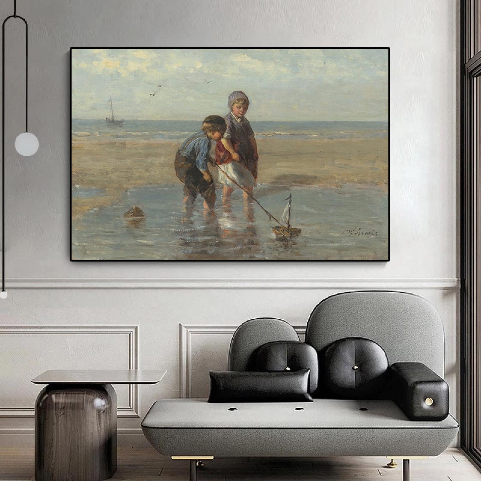 HOLEILUCK Salvador Dali Famoso dipinto Il libro delle onde Dipinti di barche a vela Surrealismo Stampe d'arte su tela Wall Art for Home Decor 85x115cm(33.5x45.3in) Con cornice