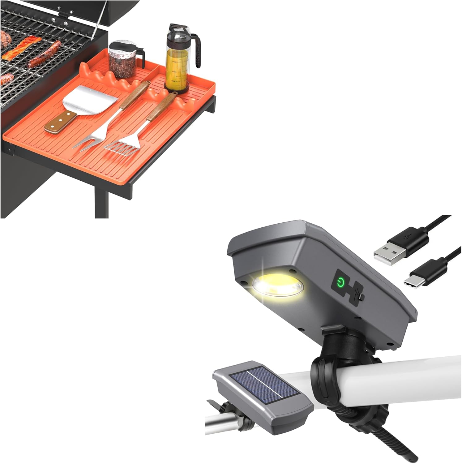 Silicone Grill Tools Mat + New Upgraded Grill Light