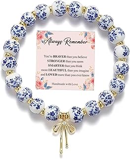 Adjustable Beaded Charm Bracelet for Women Vintage Floral Stretch Bracel...