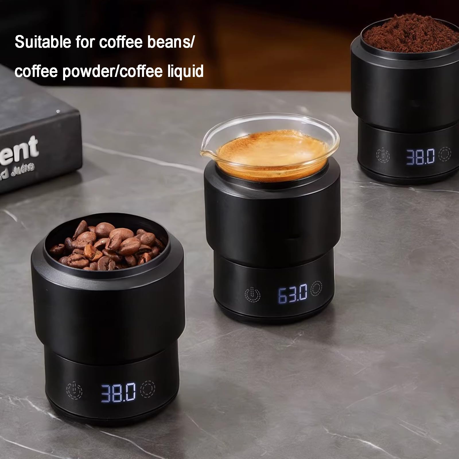 Taza dosificadora de café con báscula, herramienta electrónica de peso para espresso, pantalla digital LED, recargable, capacidad de hasta 500 g, ideal para verter y gotear café