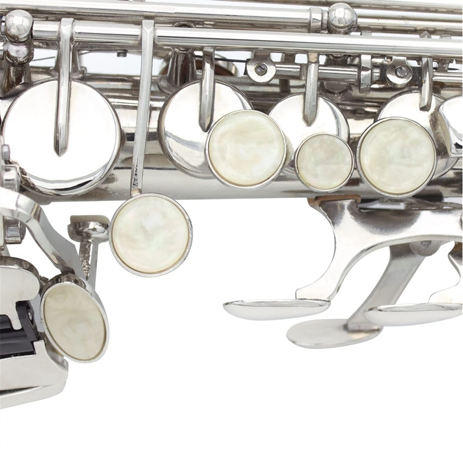 TSTS Bottone A Conchiglia Bianco per Sassofono A Tubo Diritto B-Flat Kit Sassofono (Color : Silver)