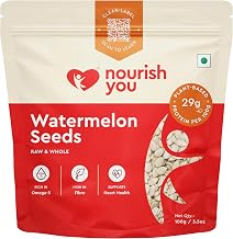 NOURISH YOU Raw Watermelon Seeds For Eating-100g | Magaj Seeds Pack Tarbuj Beej Rich In Protein Potassium Magnesium&Iron| Raw Seeds For Eating Diet Food(Pack Of 1 X100Gm)