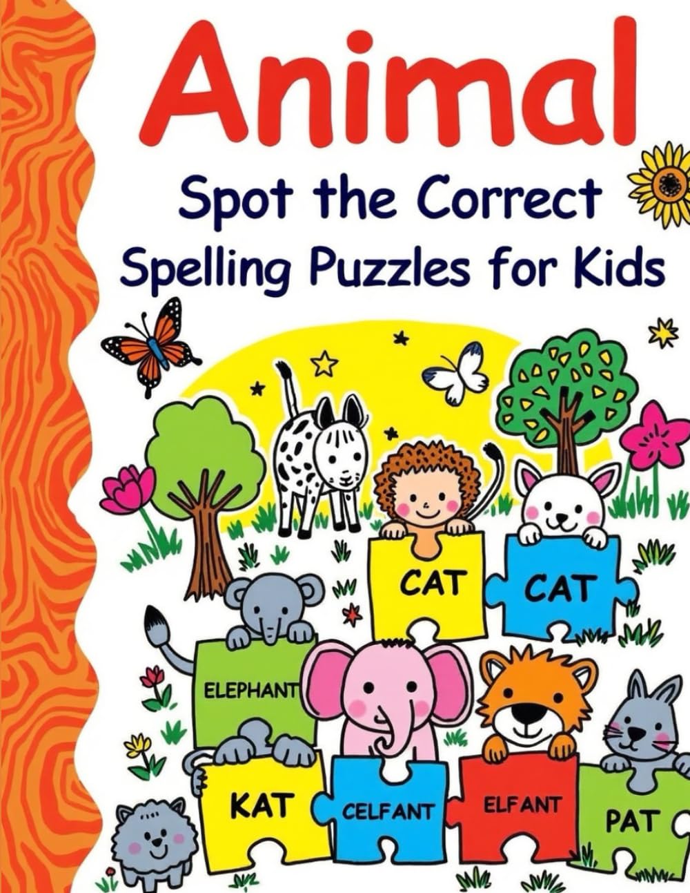 Animal Spot the Correct Spelling Puzzles for Kids: Color Animal Word Activities to Improve Spelling, Reading, and Vocabulary for Early Learners (Creative Learning Activity Series for Kids)