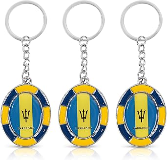SandT Collection Caribbeans Flag Oval Keyring Keychain Set of 3