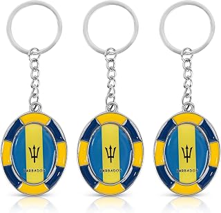 Caribbeans Flag Oval Keyring Keychain Set of 3