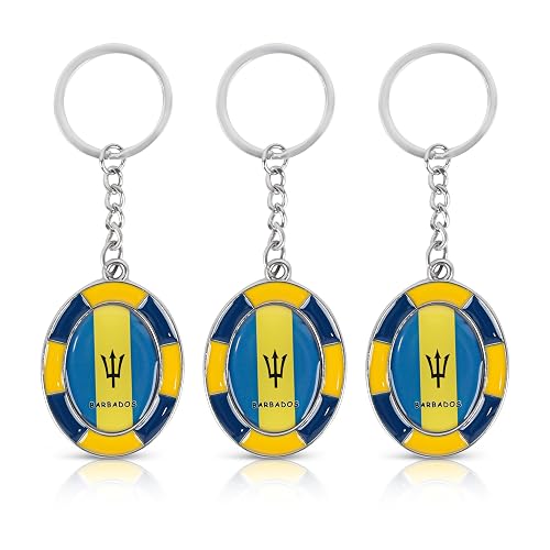 SandT Collection Caribbeans Flag Oval Keyring Keychain Set of 3