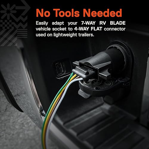 Miniatura 2 de ONLINE LED STORE True Mods - Adaptador de remolque plano de 7 vías a 4 vías terminales de cobre niquelado carcasa de nailon resistente diseño