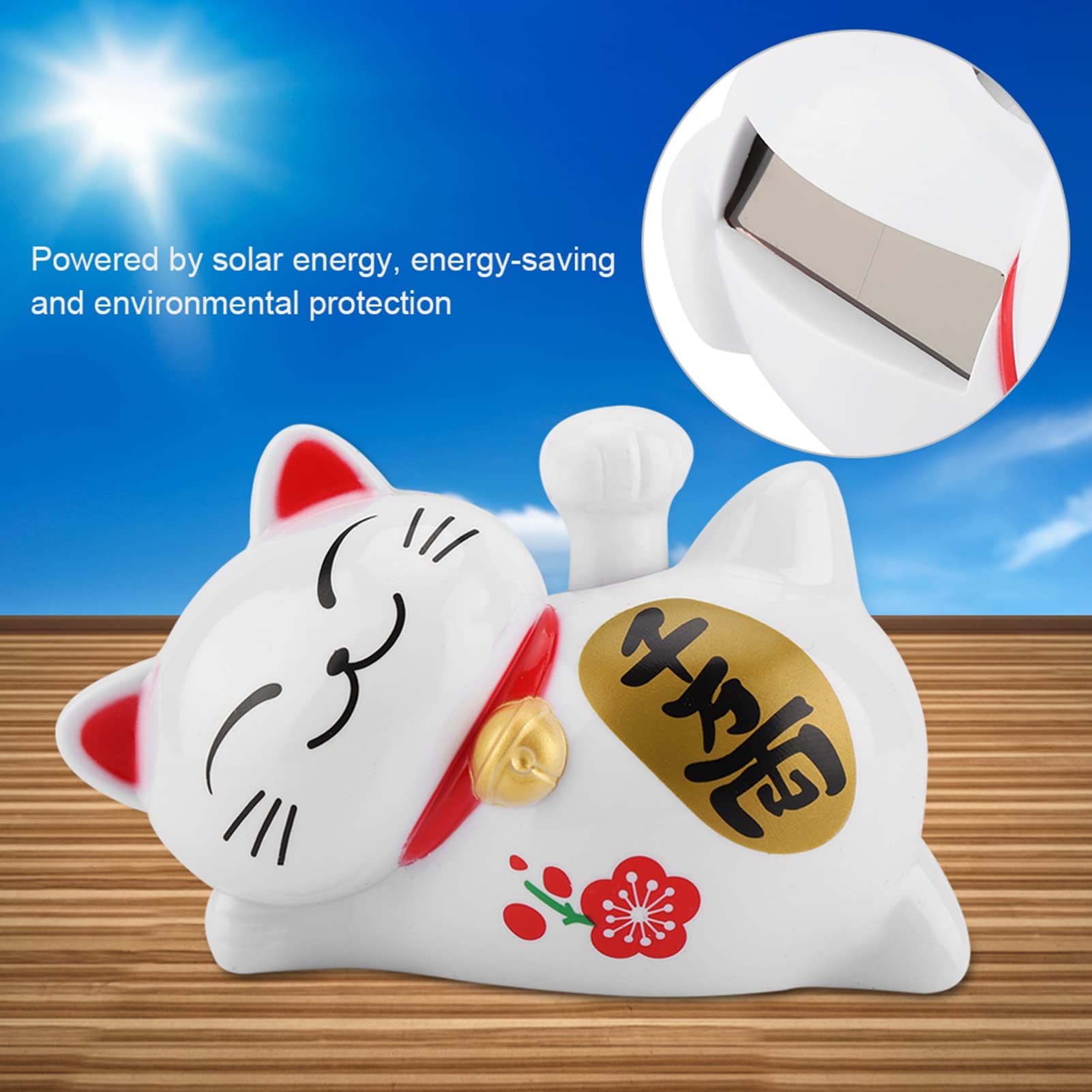 Adorable idle Lying Waving Beckoning Fortune Lucky Cat , Solar Powered Lucky Cat , Wealth Fortune Cat Car Accessories for Home , Store ( #2) , Solar Powered Lucky Cat , Adorable idle Lying WavinSolar
