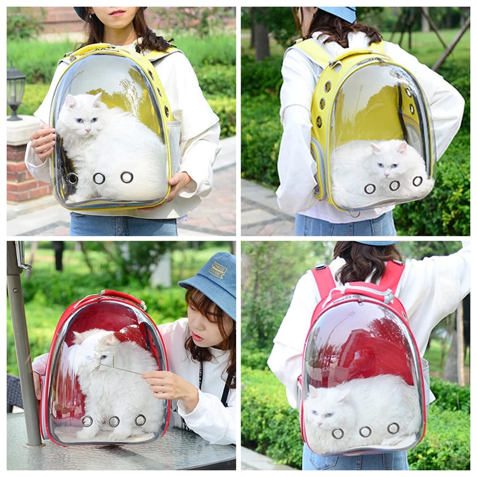 liuwei Mochila para Mascotas, Mochila Transparente para Gatos, Mochila portátil para Viajes al Aire Libre con ventilación para Perros,Gris