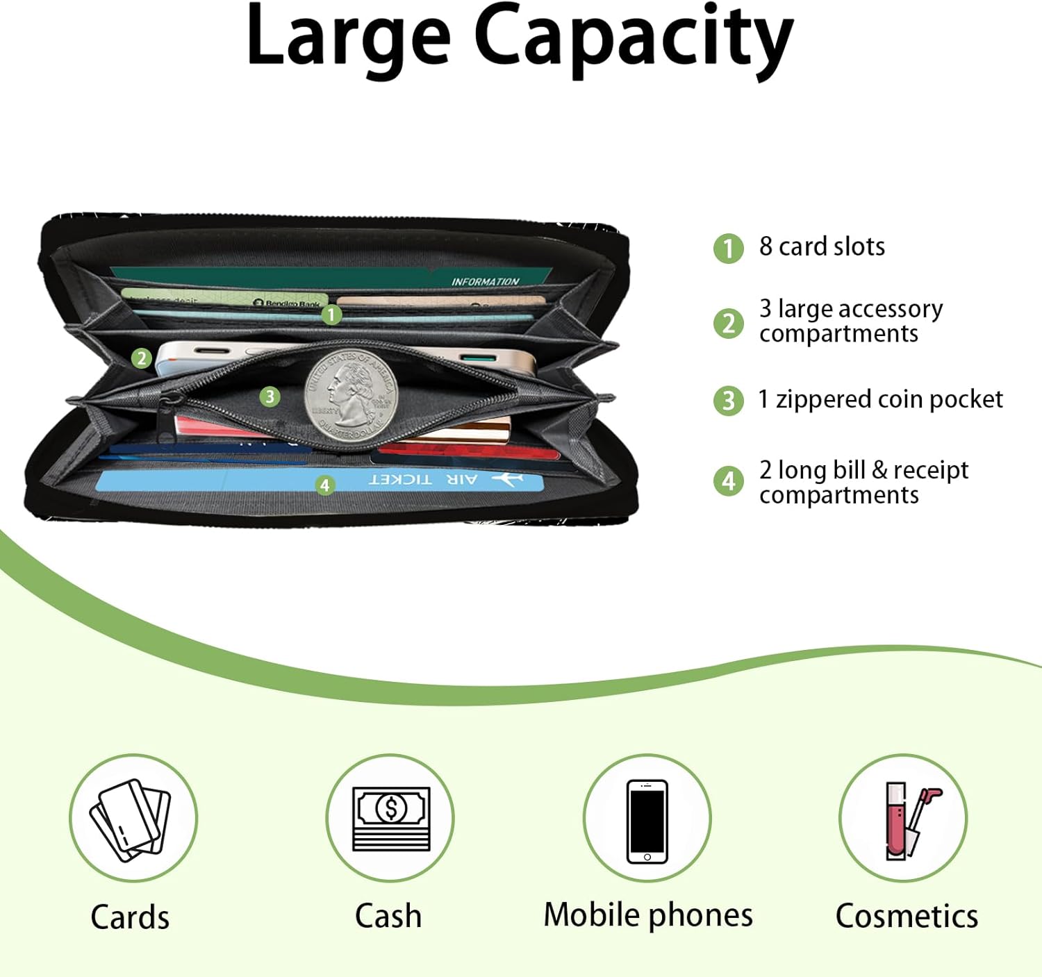 Book Lovers Gift for Womens Wallet - Slim PU Leather "BORN TO READ" Gothic Reader Wallet for Women with Zipper, Credit Card Holder Wallets, Wristlet Wallets for Female Girls Birthday(Reading Gift) - Image 3