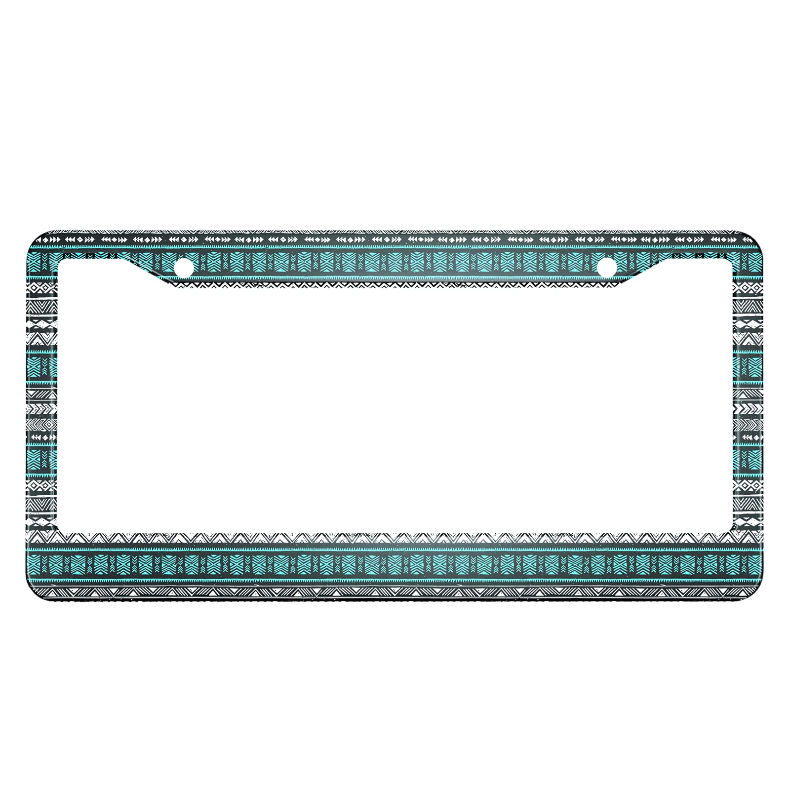 Swono Aztec Geometric License Plate Frame Black White and Turquoise Tribal License Plate Cover Aluminum Metal License Plate Holder Frame for Women Men Auto Decoration for US Car/Truck