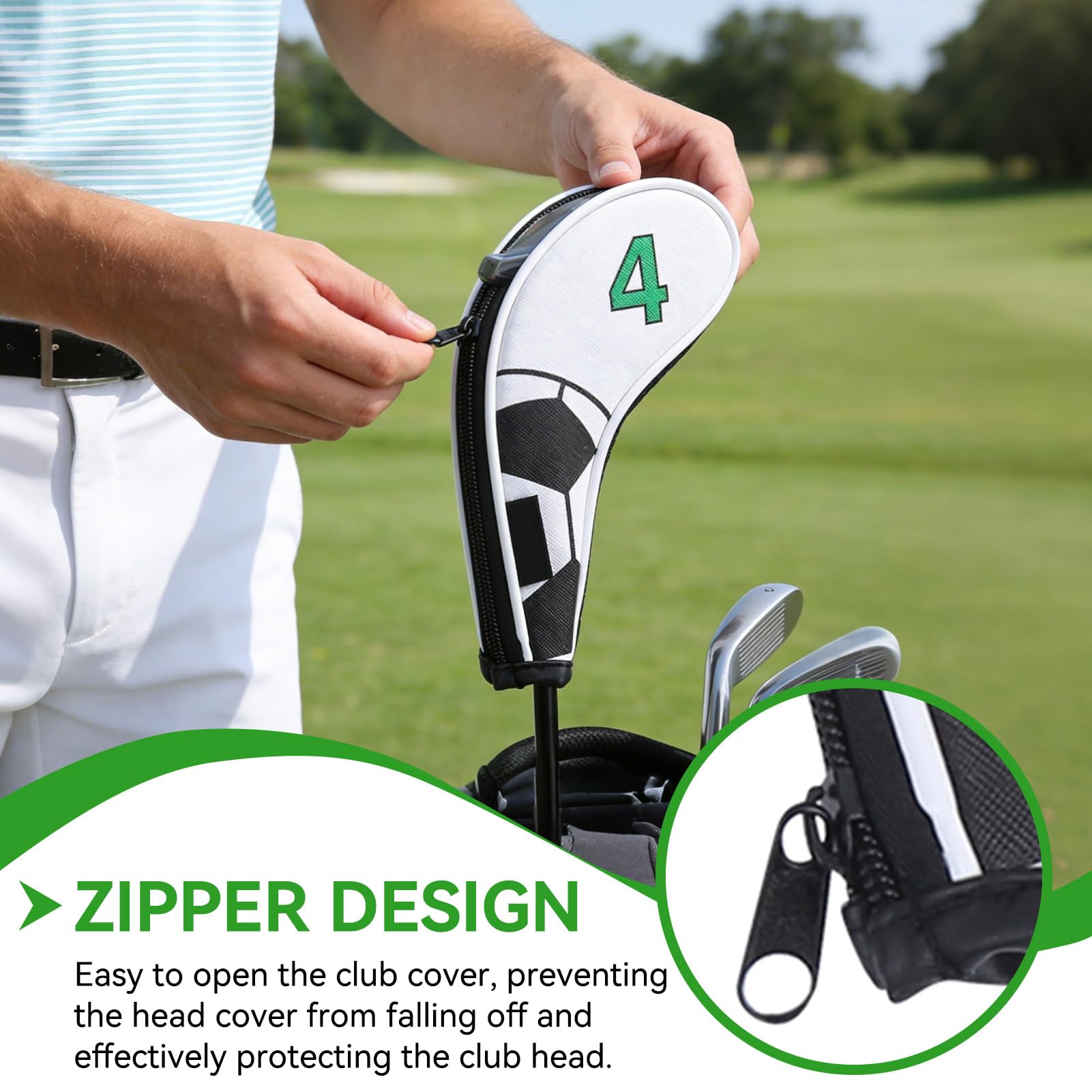 9Pcs Couvre-têtes de Clubs de Golf en Forme de Fer, Étanche Couvre-Clubs de Golf avec numéro pour Hommes Femmes, golfeurs droitiers et gauchers Compatibilité Universelle avec Tous Les fers