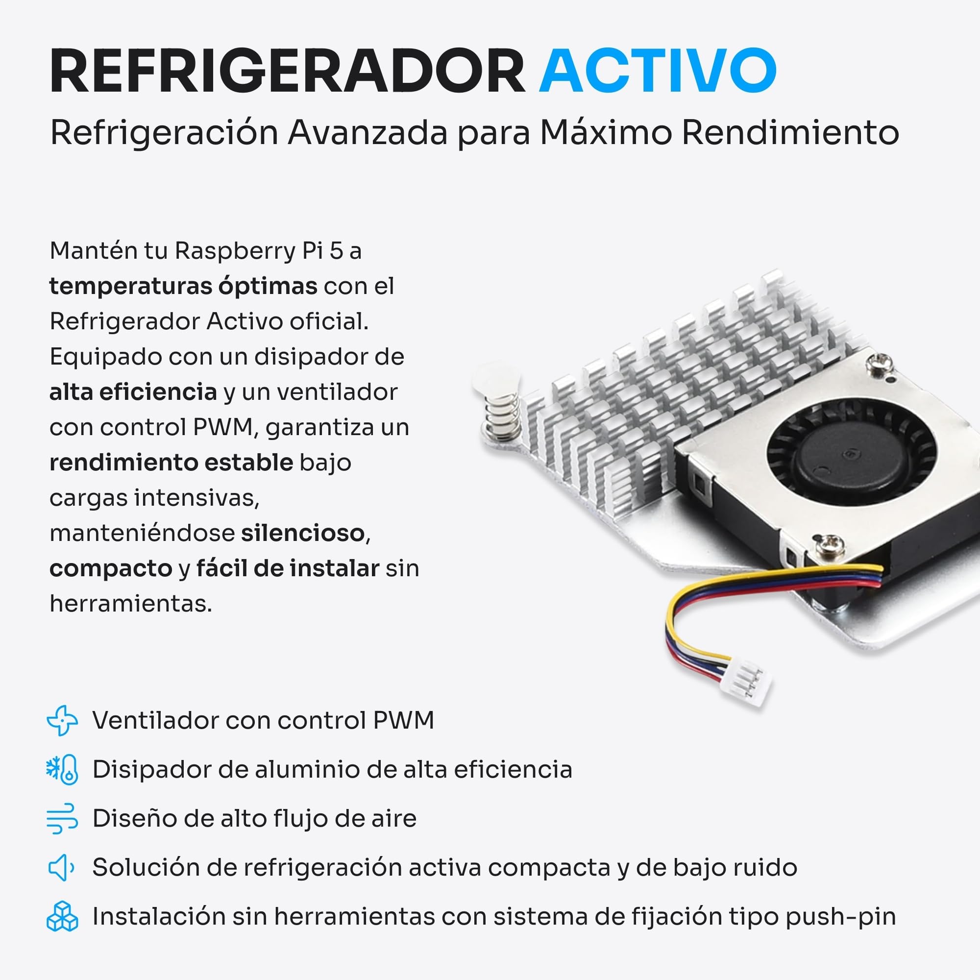 Starter Kit para Raspberry Pi 5 2 GB - Edición Servidor | Tarjeta MicroSD 32 GB | Fuente de Alimentación 27 W | Active Cooler | Bumper de Silicona