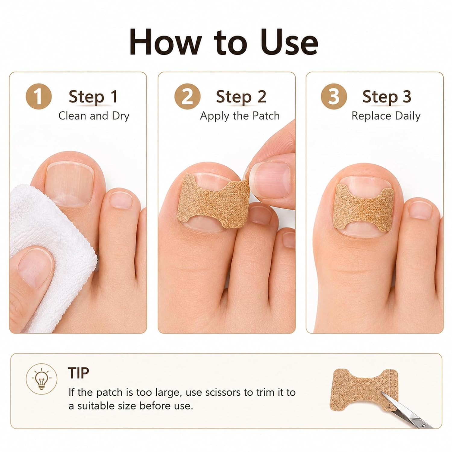 Ingrown Toenail Corrector Patch, 100 Pcs, No Glue & Breathable, 0.5"Wx0.7"L
