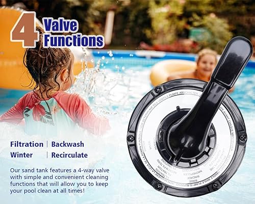 Miniatura 3 de Sistema de filtro de arena de 12 pulgadas con válvula de 4 vías fácil de instalar para piscinas sobre el suelo