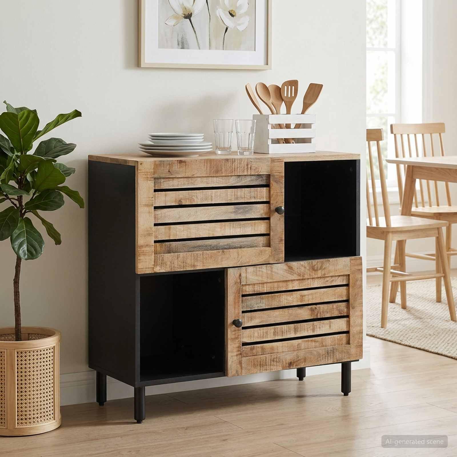 Armario de almacenamiento de madera para organizar el salón y equipos multimedia