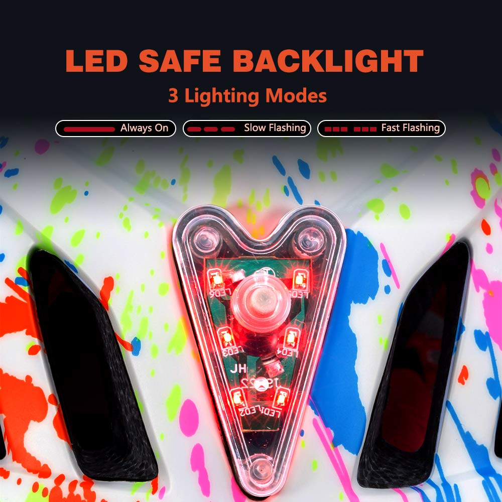 Casco de Seguridad para niños, Casco de Bicicleta para niños con luz de Fondo Segura y Barbilla Desmontable para niños y jóvenes